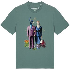 Watapparel Shirt ' Fancy Birds '  groen / gemengde kleuren