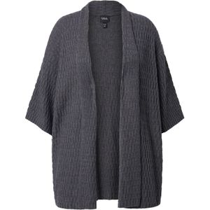 Ulla Popken Gebreid vest  grijs gemêleerd