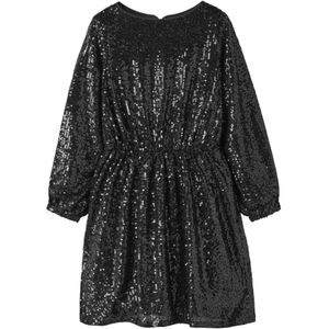 Glitter Jurk - Cocktailjurk - O-hals - Lange Mouwen - Ballonmouwen - Regular Fit