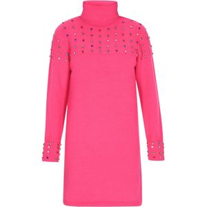 faina Gebreide jurk  royal blue/koningsblauw / fuchsia / lichtrood / zilver