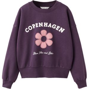 MANGO KIDS Sweatshirt 'COPEN'  donkerlila / bloedrood / wit