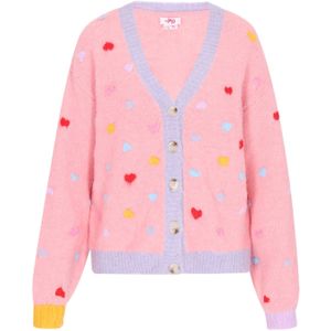 MYMO Gebreid vest  lichtblauw / geel / rosé / rood