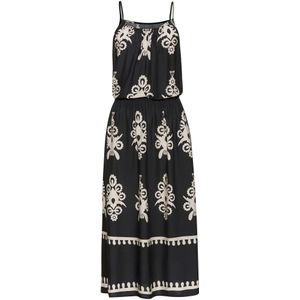 Lascana - Midi-jurk - Zwart/zandkleur - Geweven Viscose - Etnische Print