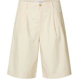 SELECTED Bandplooibroek 'SLFKLEA'  lichtbeige