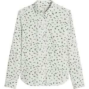 Marc O'Polo - Gedessineerde Blouse - Multi Wit - Lange Mouwen - Regular Fit