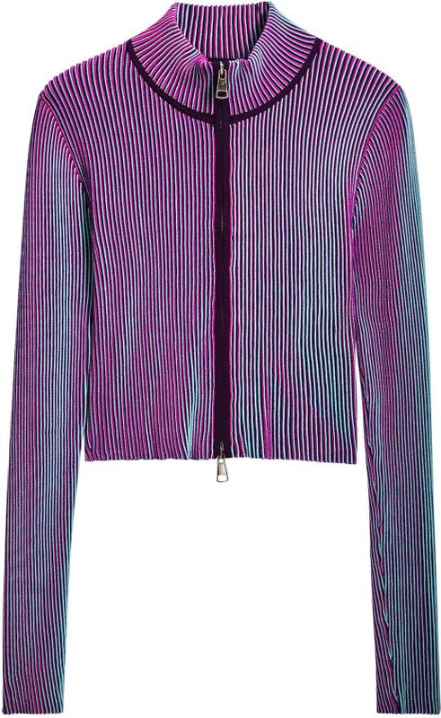 Desigual - Gebreid Vest - Hemelsblauw - Slanke Pasvorm - Lange Mouw