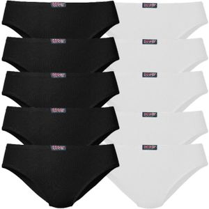 H.I.S - Slip - Zwart/Wit - 10 Pack - Jersey - Mid Waist