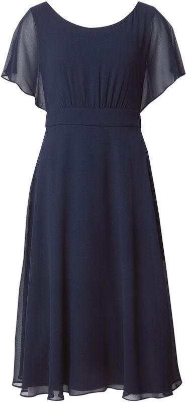 Vera Mont - Cocktailjurk - Blauw - Chiffon - Korte Mouwen