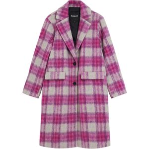 DESIGUAL - COAT CARRE - Winterjas - Fuchsia - Fluor - Materiaal