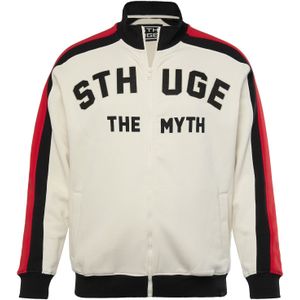 STHUGE Sweatvest  taupe / rood / zwart