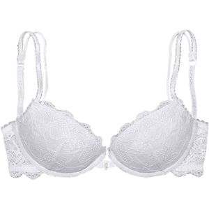 LASCANA - Push-Up Beha - Bruinroze - Kant - Voorsluiting - Uitneembare Vullingen