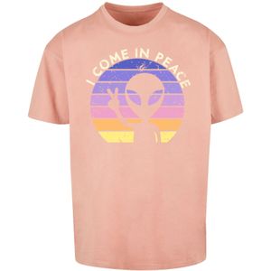 F4NT4STIC Shirt 'Alien Peace Sunset'  lichtgeel / lila / rosa