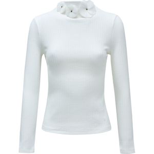 Salsa - 21009349 Trui - Wit - Geribbeld - Lange Mouwen - Hoge Hals