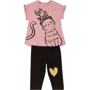 Denokids Trainingspak 'Love Cats'  oudroze