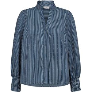 NÜMPH Blouse 'Nuemilie'  blauw denim / wit