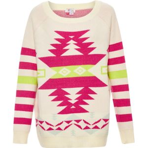 ebeeza Trui  lichtgroen / pink / wolwit