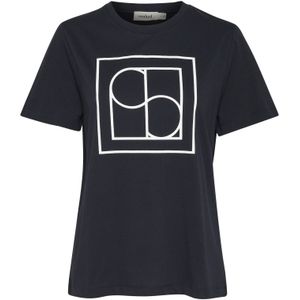 SOAKED IN LUXURY - Varga - Shirt - Donkerblauw - Ronde Hals - Kwartmouw