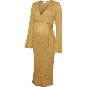 Mlzenia - Zwangerschapsjurk - V-Hals - Midi-lengte - Lange Mouwen - Inclusief Riem