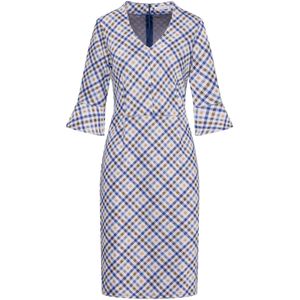 Quiosque Jurk '4NC021'  donkerblauw / bruin / wit