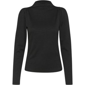 Blouse - Effen - Gevoerde Zoom - Opstaande Kraag - Borduursels