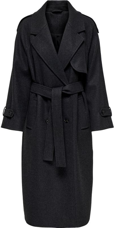 ONLY - Tussenmantel - Donkergrijs - Trenchcoat - Normale Pasvorm