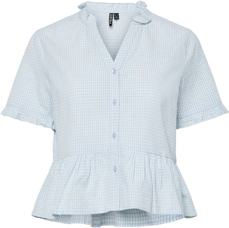 Pcalma - V-neck Top - Blouse - Katoen - Halflange Mouwen - Regular Fit