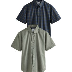 Next Overhemd  olijfgroen / zwart