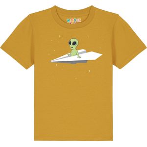 watabout.kids Shirt 'Alien on a Paper Plane'  oker / gemengde kleuren