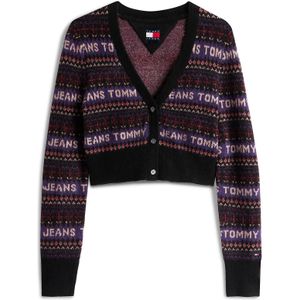 Tommy Jeans - Gebreid Vest - Lila - Knoopsluiting - V-hals