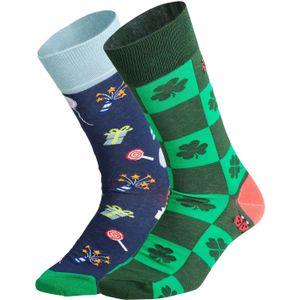 DillySocks Sokken 'Lucky Celebration'  navy / pastelblauw / groen / donkergroen