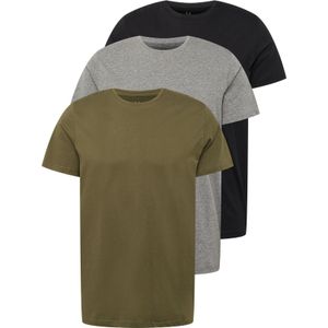 Matinique Shirt 'Jermane'  grijs gemêleerd / olijfgroen / zwart