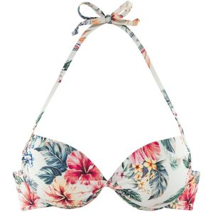 Look - Push-up Bikini - Crème - Gebloemd - Met Sluiting Achter