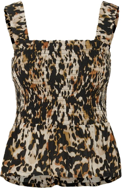 Kaffe - Top 'KAAmber' - Cognac - Dierenprint - Mouwloos