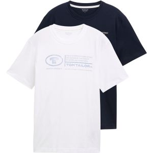 Tom Tailor - T-shirt - Wit - 2-delig - Met Logoprint