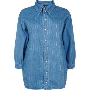 Zizzi Blouse 'Jamia'  blauw denim / zilver