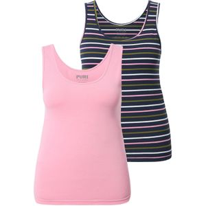 Ulla Popken Onderhemd  nachtblauw / olijfgroen / rosa / wit