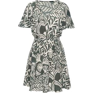 Zomerjurk - Groen/Crème - Geweven Stof - All-over Print