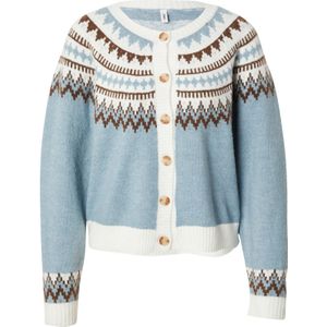 ONLY Gebreid vest  lichtblauw / bruin / wit