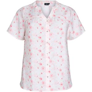 Zizzi Blouse 'Eleonora'  rosé / rood / wit