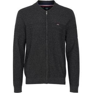 FQ1924 Gebreid vest 'Sabato'  navy / grijs / bloedrood / wit