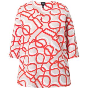 Ulla Popken Shirt  beige / rood / wit