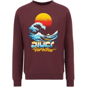 Oldskull Sweatshirt 'Retro Pixel Wave Logo Graphic'  bordeaux