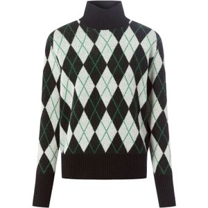 Marie Lund Trui  groen / zwart / wit