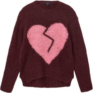 AllSaints Trui 'LUVHEART'  lichtroze / merlot