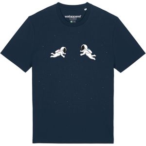 Watapparel Shirt ' Space love '  donkerblauw / chocoladebruin / wit