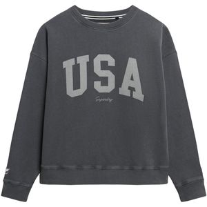 Superdry - Sweatshirt - Antraciet - Ronde Hals - Losse Pasvorm - Lange Mouw