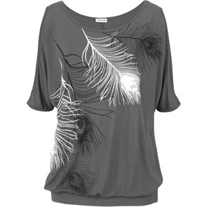 LASCANA Shirt  donkergrijs / zwart / wit