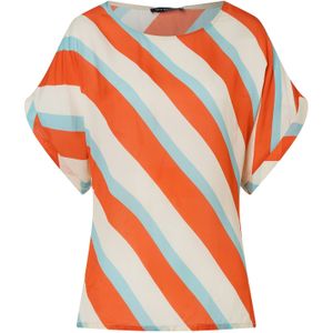 Ana Alcazar Shirt 'Zedini'  lichtblauw / donkeroranje / offwhite