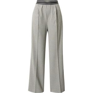 Q/S By S.Oliver High Waist Wide Leg Broek met Pied-de-poule Ecru/ Zwart