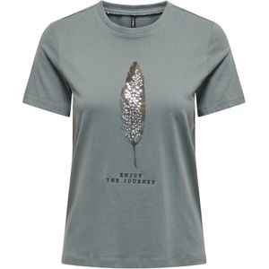 ONLY Shirt 'ONLKITA'  olijfgroen / spar / zwart / zilver